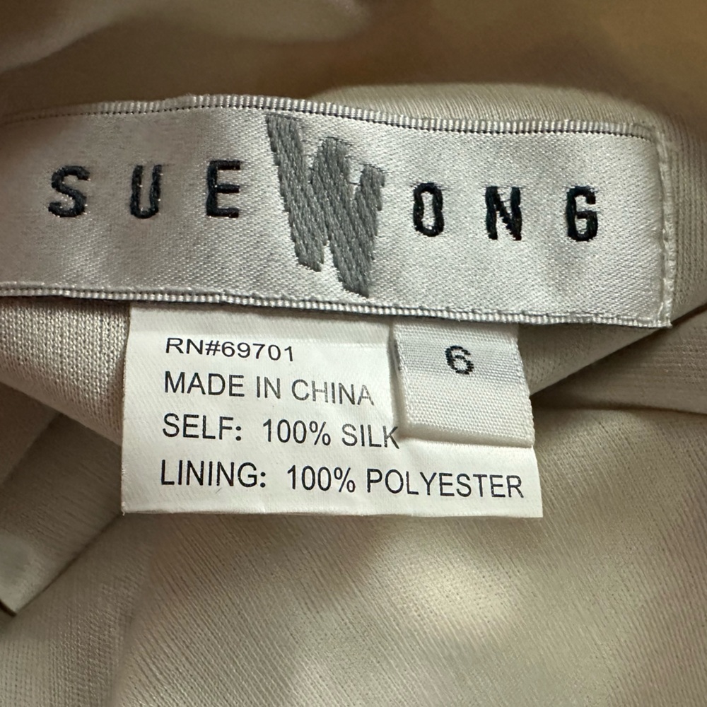 Sue Wong Cream Asymmetrical Dress with Pink & Gold Patchwork - Picture 9 of 16